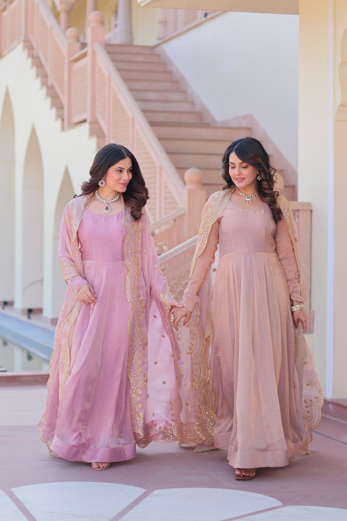 🤳🏻 PREMIUM READYMADE GOWN-DUPATTA COLLECTIONS 2025 💃🏻 💗 Fendy Chiffon gown with Sequins-Multi Embroidered Work Dupatta, it Designed to flatter all body types, gowns for women combine the best parts of western and Indian wear into one stunning ensemble. 💝