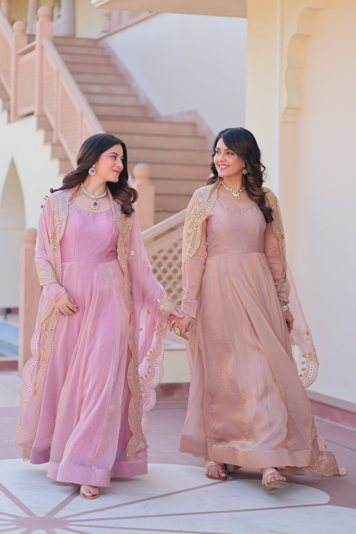 🤳🏻 PREMIUM READYMADE GOWN-DUPATTA COLLECTIONS 2025 💃🏻 💗 Fendy Chiffon gown with Sequins-Multi Embroidered Work Dupatta, it Designed to flatter all body types, gowns for women combine the best parts of western and Indian wear into one stunning ensemble. 💝