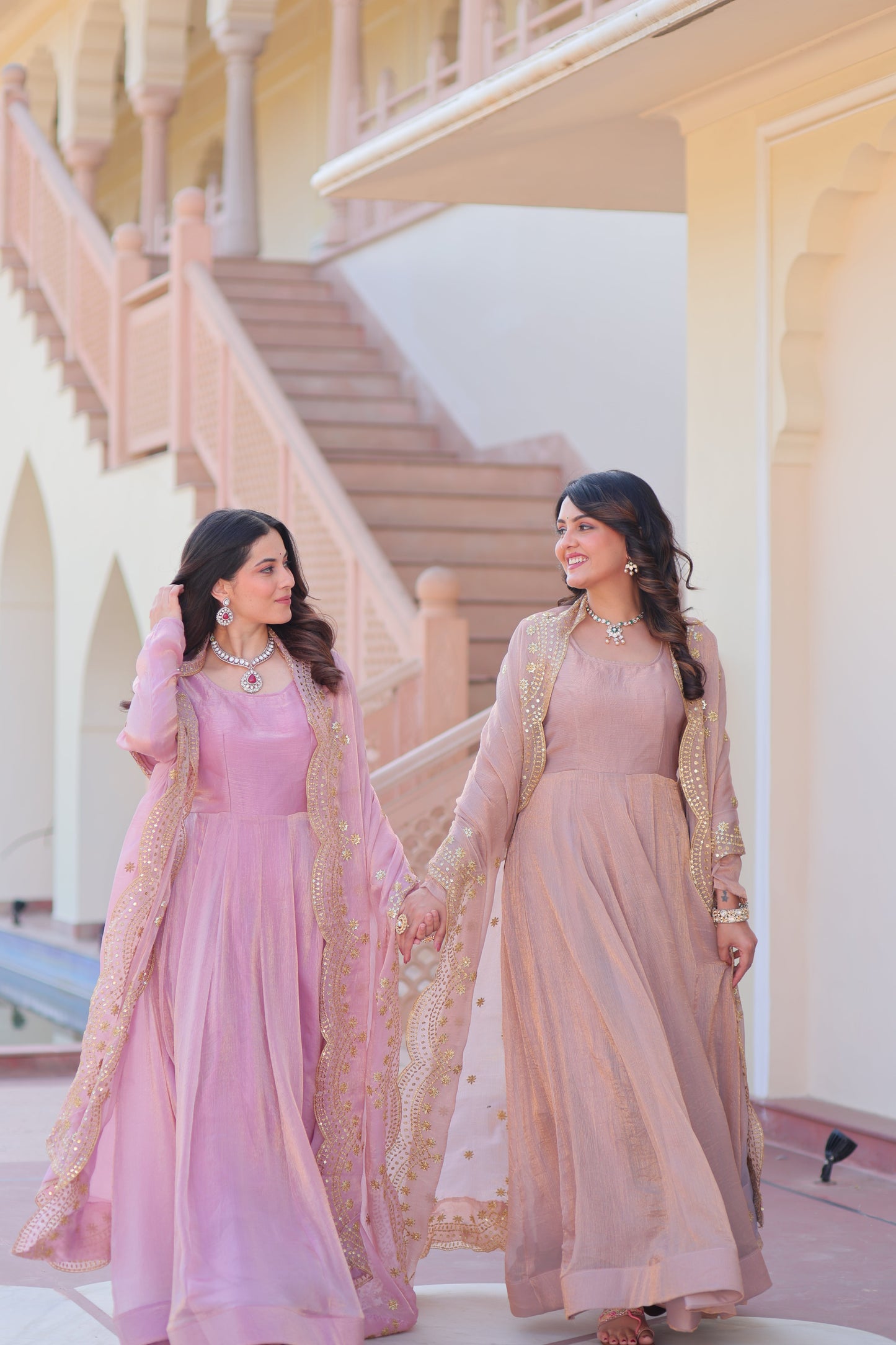 🤳🏻 PREMIUM READYMADE GOWN-DUPATTA COLLECTIONS 2025 💃🏻 💗 Fendy Chiffon gown with Sequins-Multi Embroidered Work Dupatta, it Designed to flatter all body types, gowns for women combine the best parts of western and Indian wear into one stunning ensemble. 💝