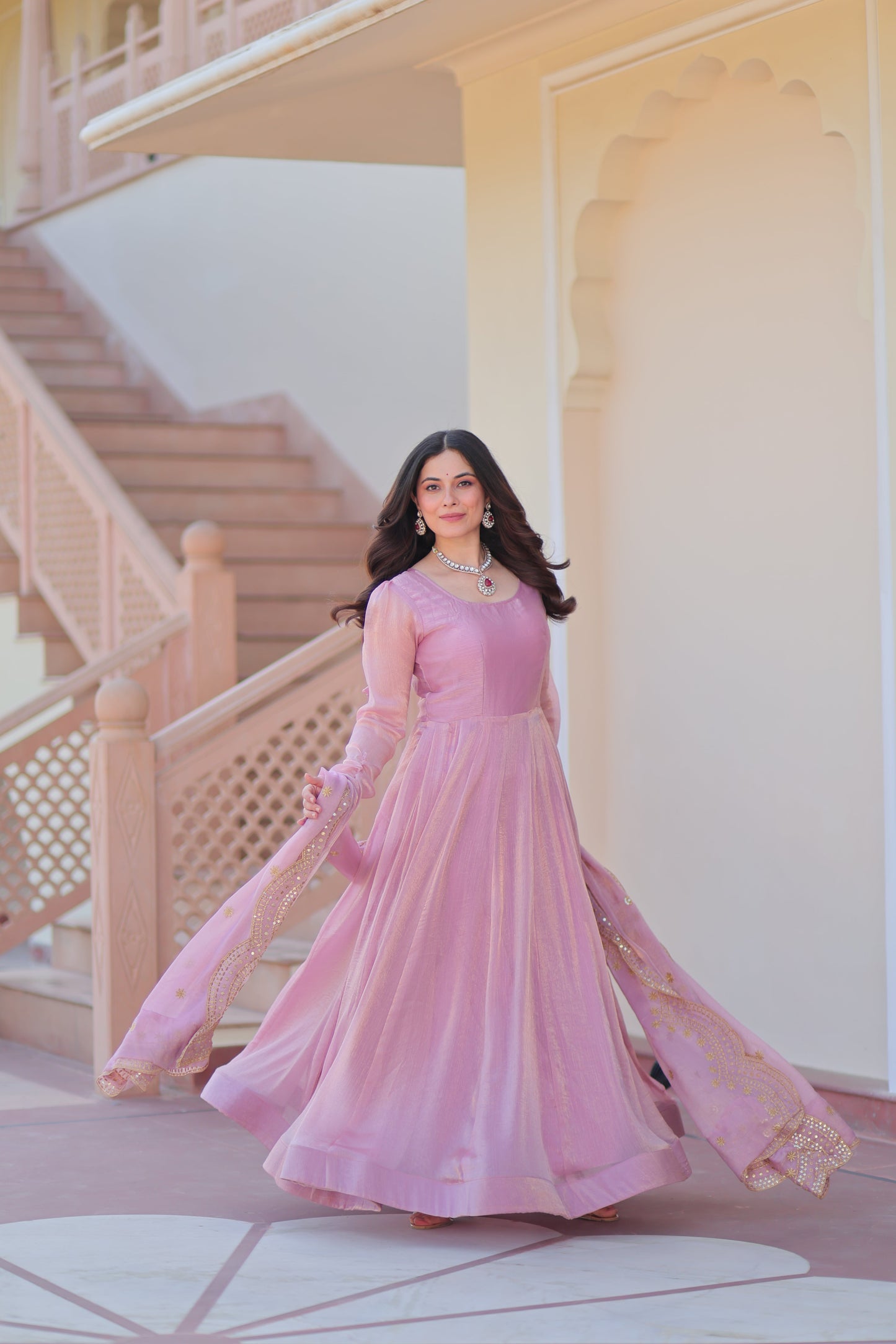 🤳🏻 PREMIUM READYMADE GOWN-DUPATTA COLLECTIONS 2025 💃🏻 💗 Fendy Chiffon gown with Sequins-Multi Embroidered Work Dupatta, it Designed to flatter all body types, gowns for women combine the best parts of western and Indian wear into one stunning ensemble. 💝