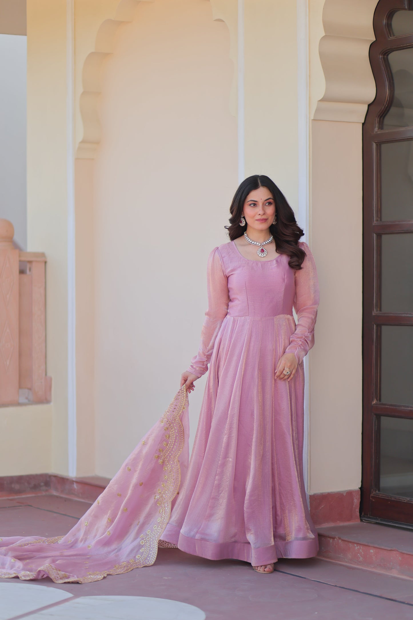 🤳🏻 PREMIUM READYMADE GOWN-DUPATTA COLLECTIONS 2025 💃🏻 💗 Fendy Chiffon gown with Sequins-Multi Embroidered Work Dupatta, it Designed to flatter all body types, gowns for women combine the best parts of western and Indian wear into one stunning ensemble. 💝