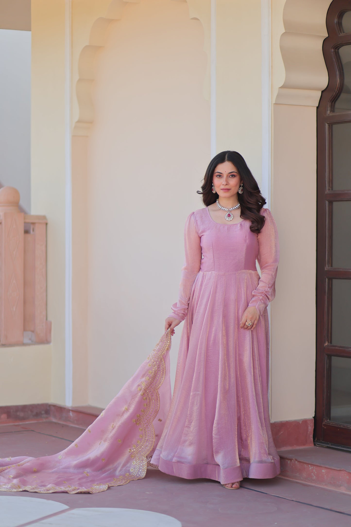 🤳🏻 PREMIUM READYMADE GOWN-DUPATTA COLLECTIONS 2025 💃🏻 💗 Fendy Chiffon gown with Sequins-Multi Embroidered Work Dupatta, it Designed to flatter all body types, gowns for women combine the best parts of western and Indian wear into one stunning ensemble. 💝