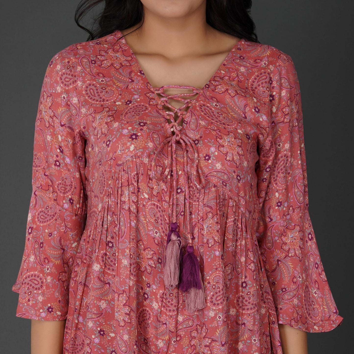 Paisley Print Cotton Moss Boho Dress