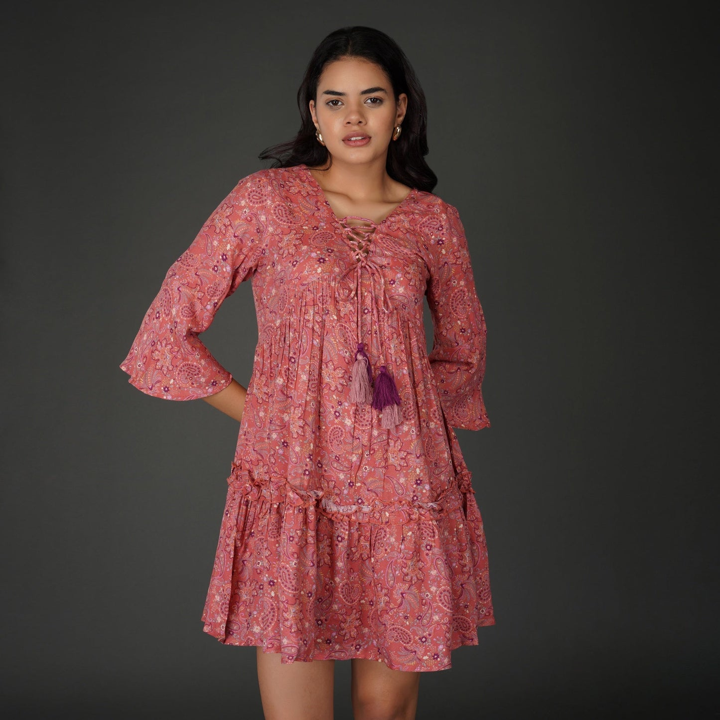 Paisley Print Cotton Moss Boho Dress