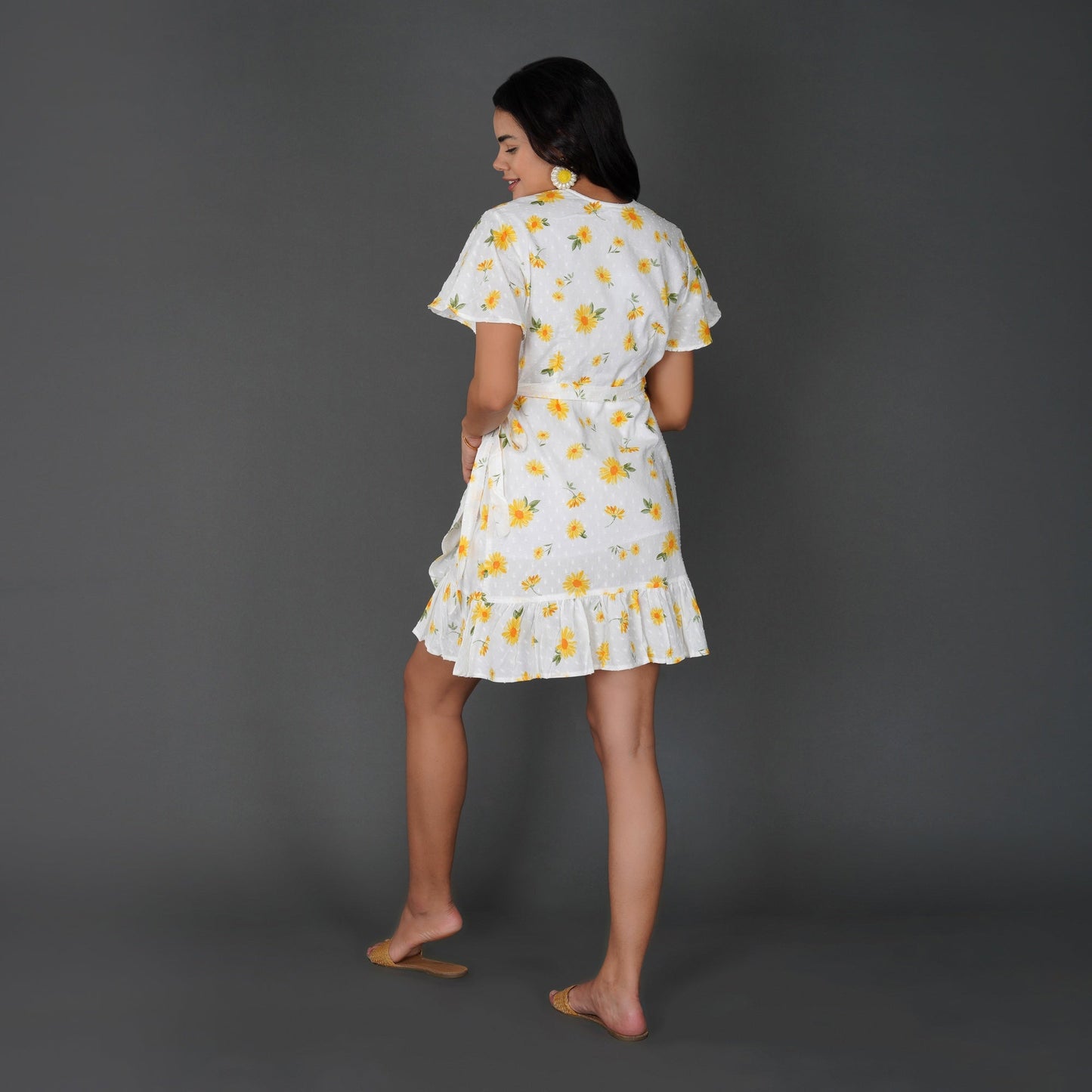 Sunny Daisy Cotton Swiss Dot Wrap Dress