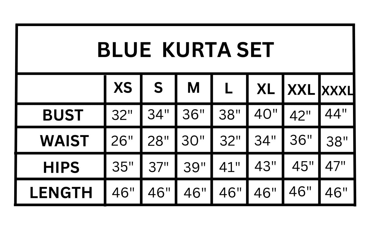 Royal Blue Mirror & Bead Handworked Kurta Pant Dupatta Set