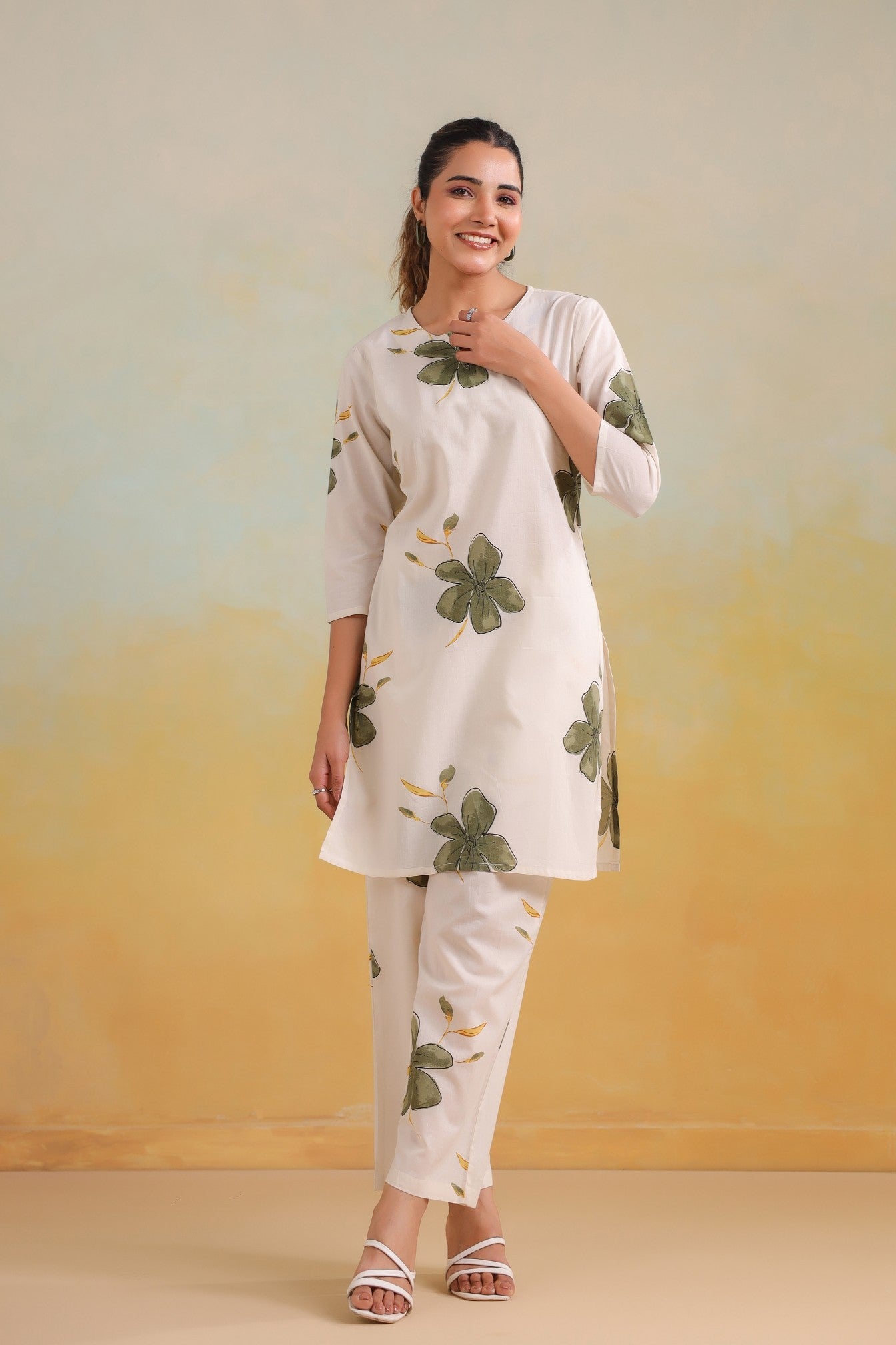 Graceful Floral Co-ord Set – A Symphony of Elegance & Comfort