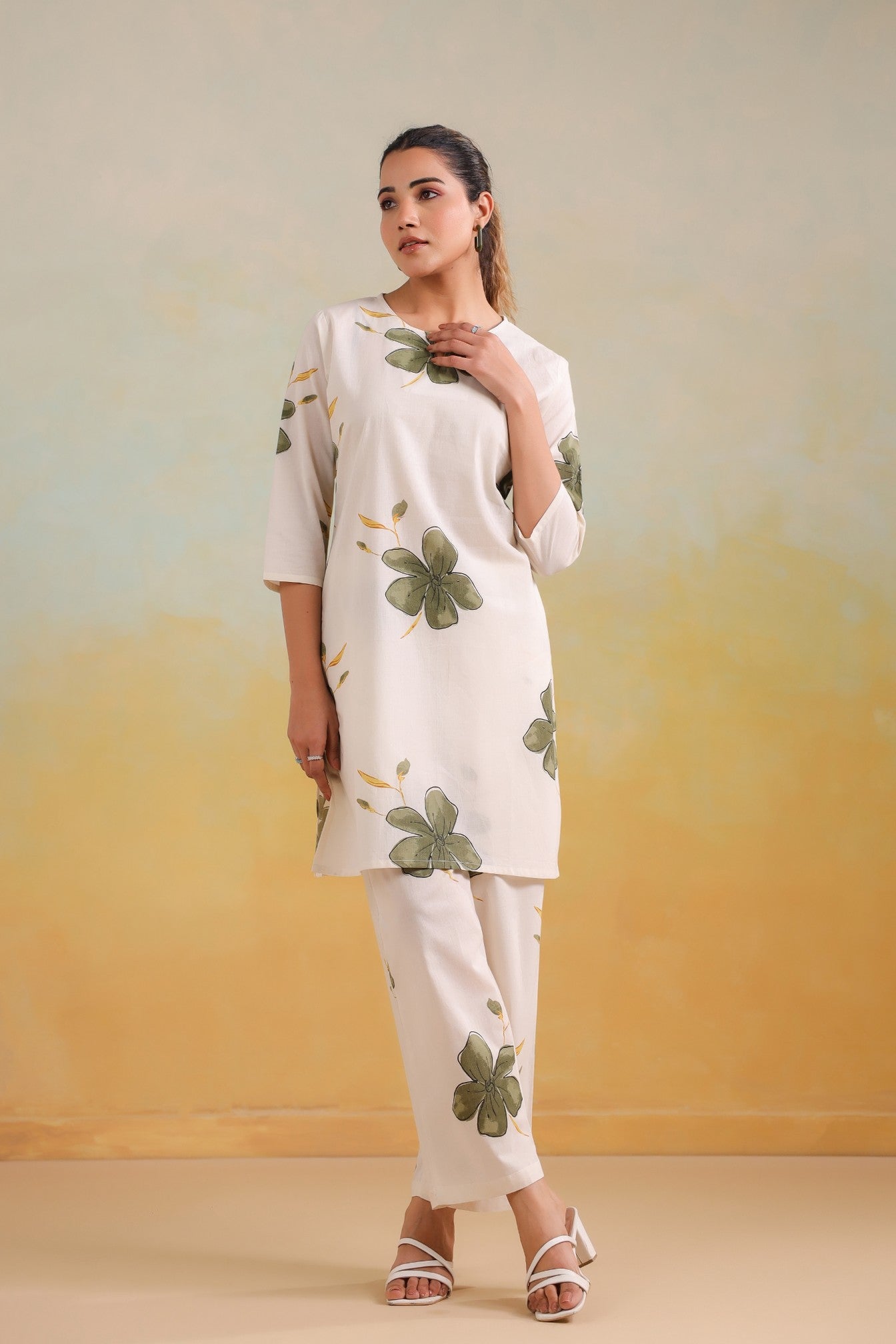 Graceful Floral Co-ord Set – A Symphony of Elegance & Comfort