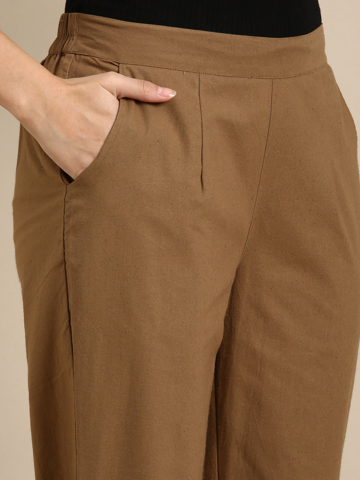 Coffee Brown Basic Pants