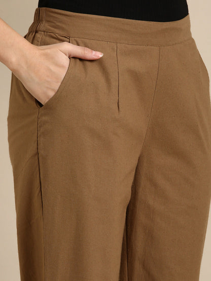 Coffee Brown Basic Pants