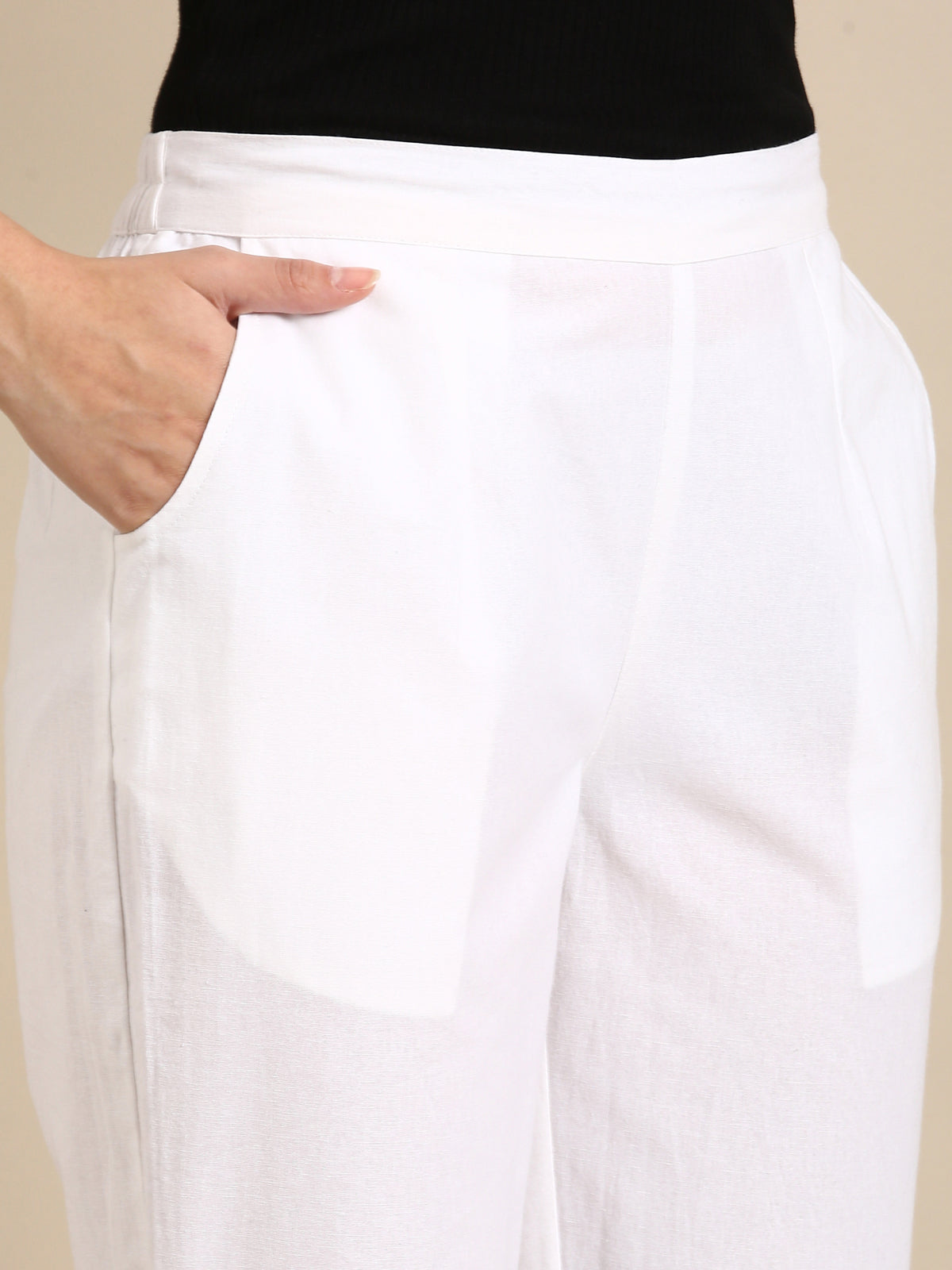 White Basic Pants