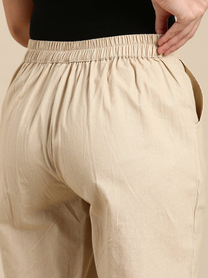 Beige Basic Pants