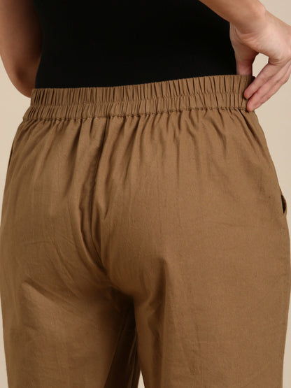 Coffee Brown Basic Pants