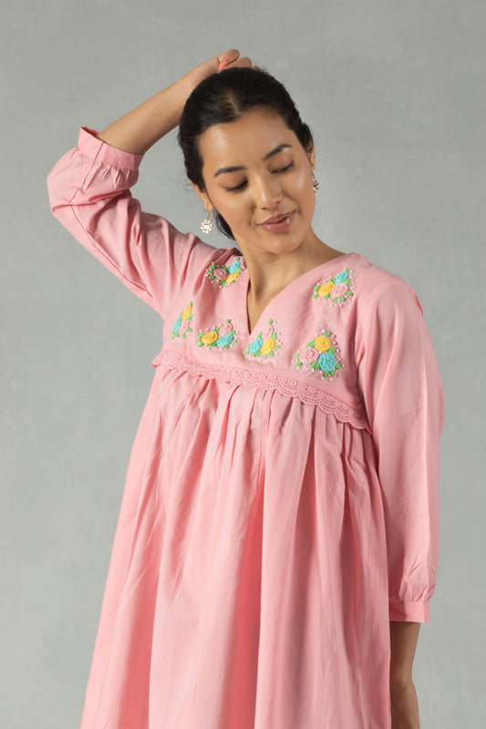 Blush Breeze V-Neck Dress