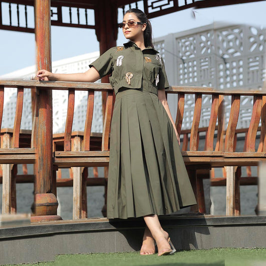 Dragon Motif Batwing Cotton Dress