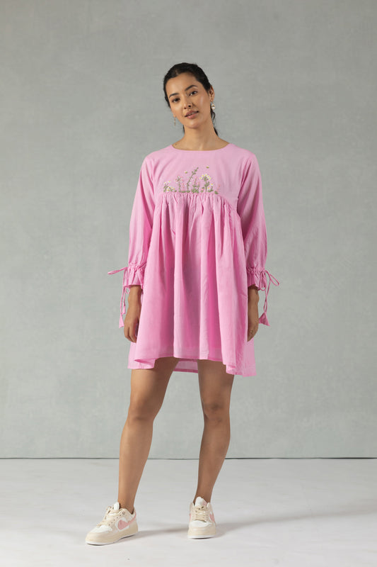 Rose Blush Embroidered Mini Dress