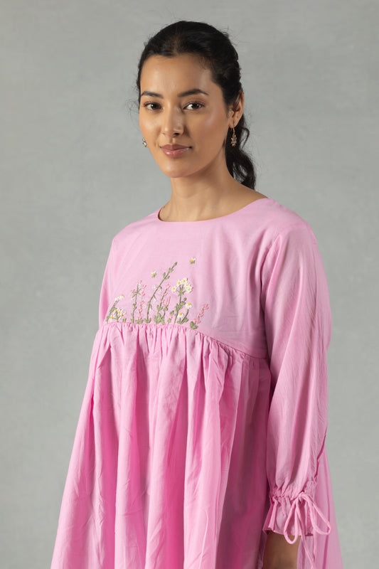 Rose Blush Embroidered Mini Dress