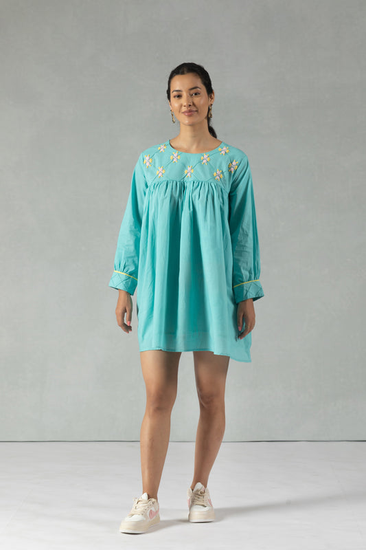 Aqua Serenity Handworked Dress