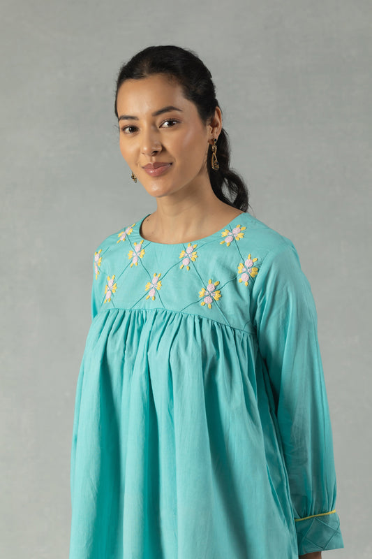Aqua Serenity Handworked Dress