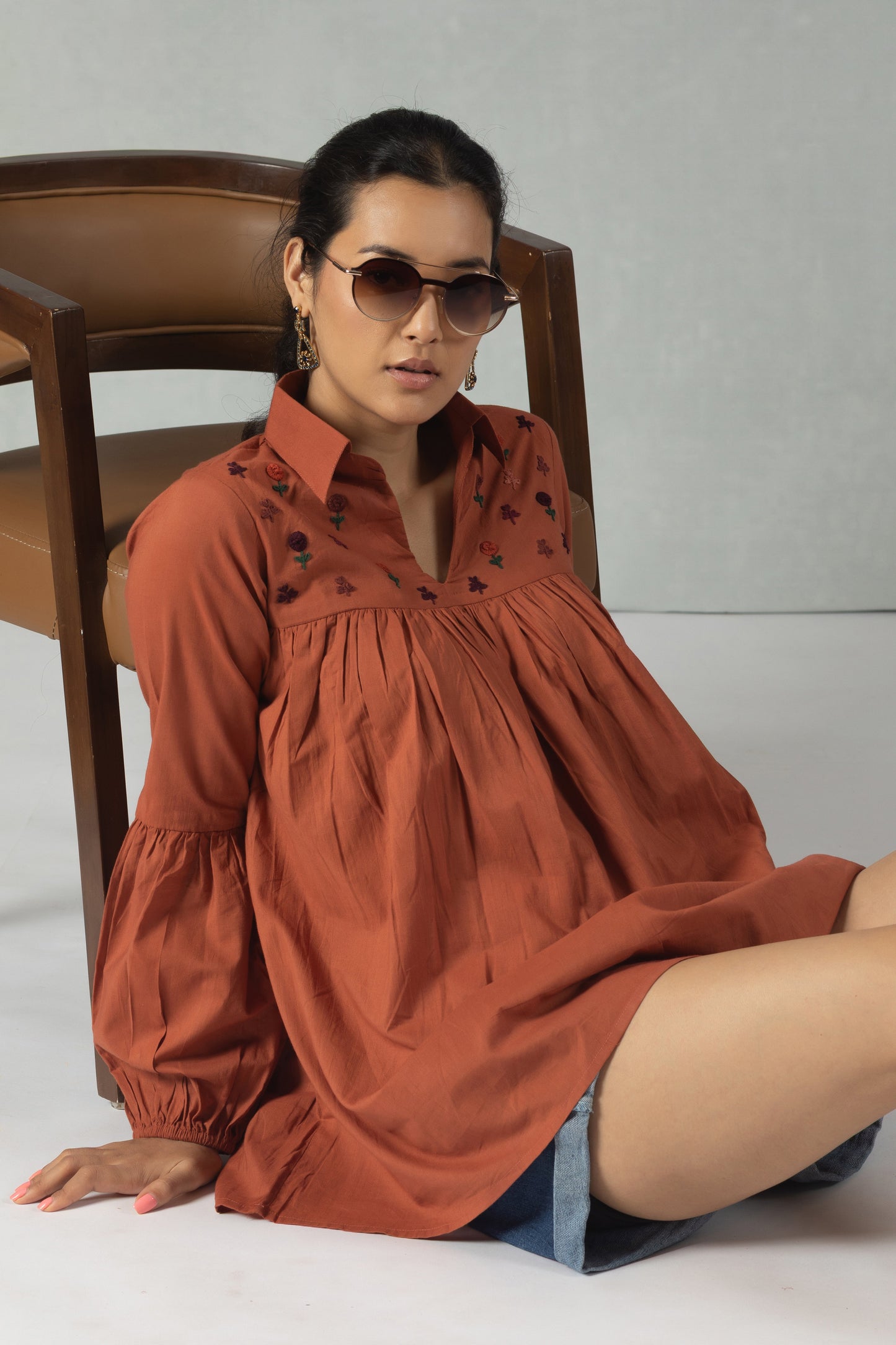 Rust Cotton Bloom Dress
