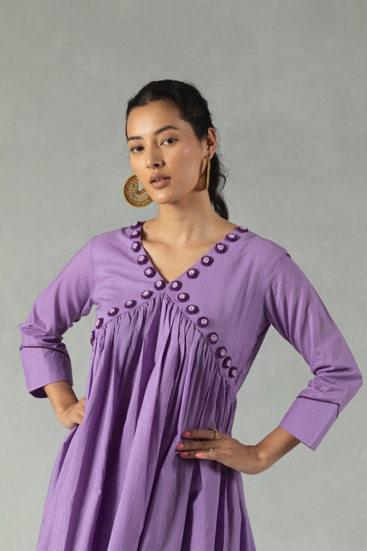 Purple Whisper Handworked Dress