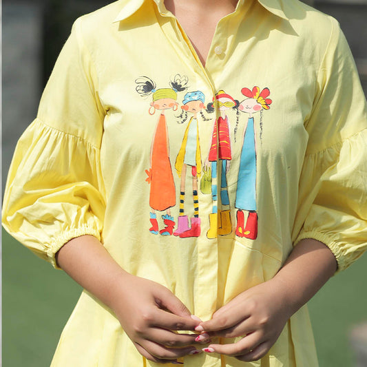 Boho Girl Poplin Balloon Sleeve Dress