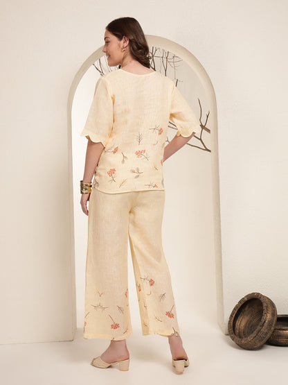 Sunlit Serenade 100% Pure linen printed co-ord sets