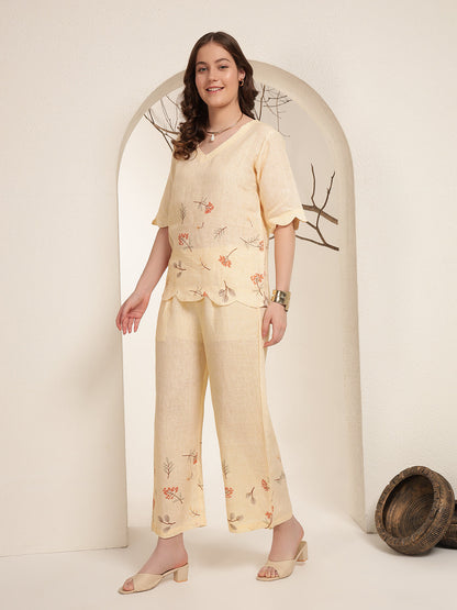 Sunlit Serenade 100% Pure linen printed co-ord sets
