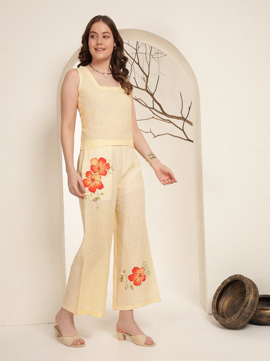Golden Dusk 100% Pure linen printed co-ord sets