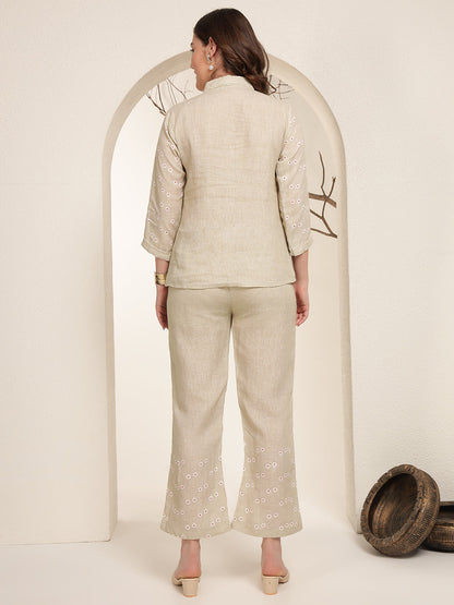 Olive Bloom 100% Pure linen printed co-ord sets