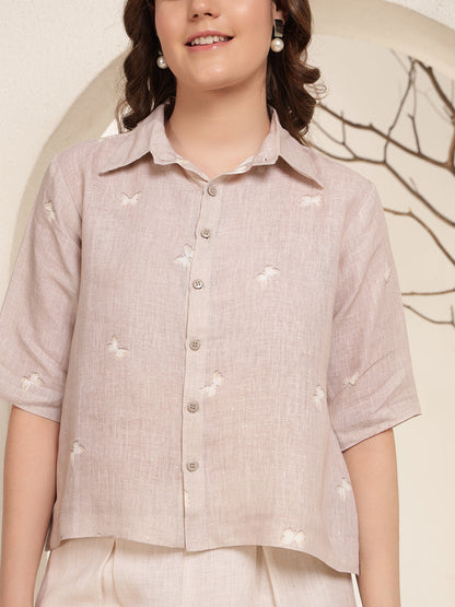 Off-White Trousers 100% Pure linen printed co-ord sets