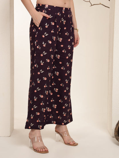 Plum Petal 100% Pure linen printed co-ord sets