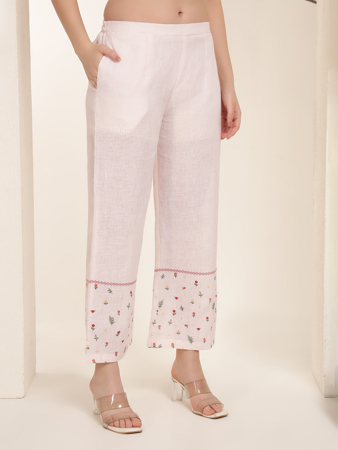 Baby Pink 100% Pure linen printed co-ord sets