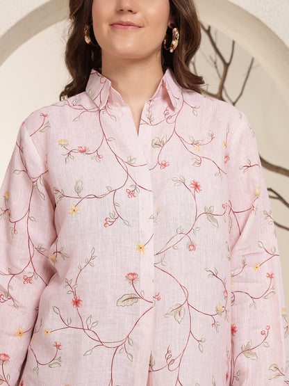 Pastel Pink 100% Pure linen printed co-ord sets