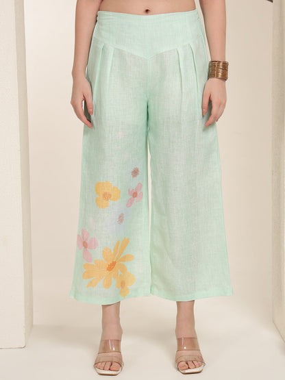 Mint Green 100% Pure linen printed co-ord sets