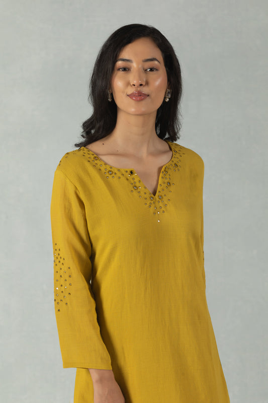 Mustard Yellow Minimal Kurti Set