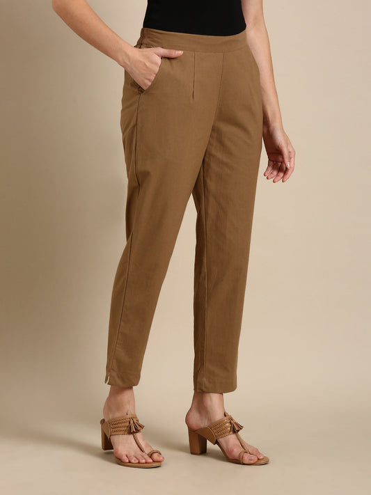 Coffee Brown Basic Pants
