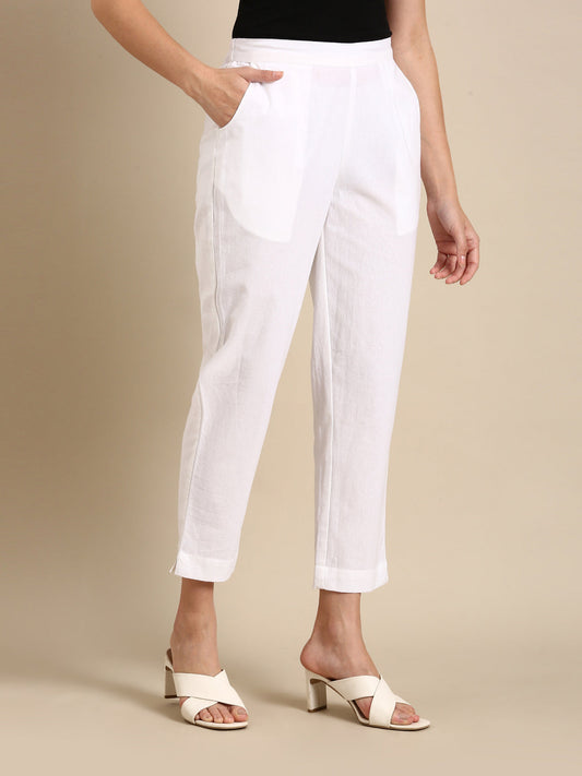 White Basic Pants