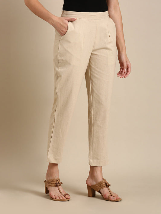 Beige Basic Pants