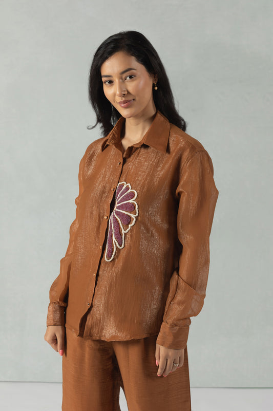 Tissue Crush Brown Co-Ord Set