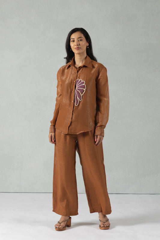 Tissue Crush Brown Co-Ord Set