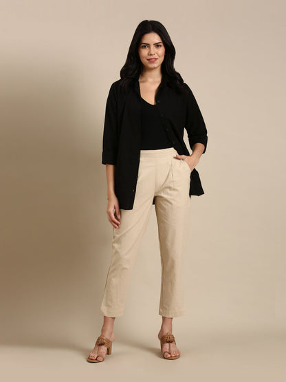 Beige Basic Pants