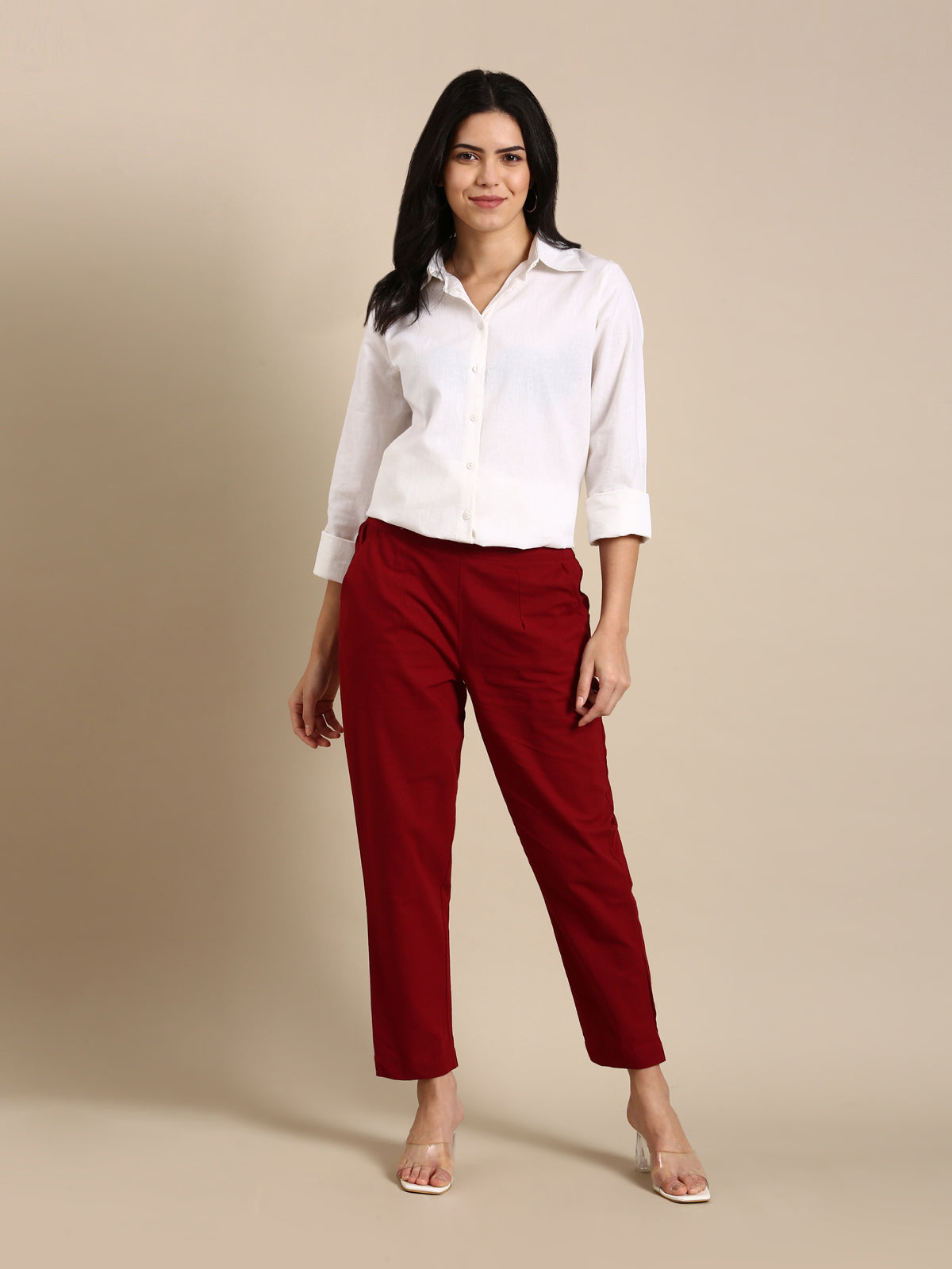 Maroon Basic Pants