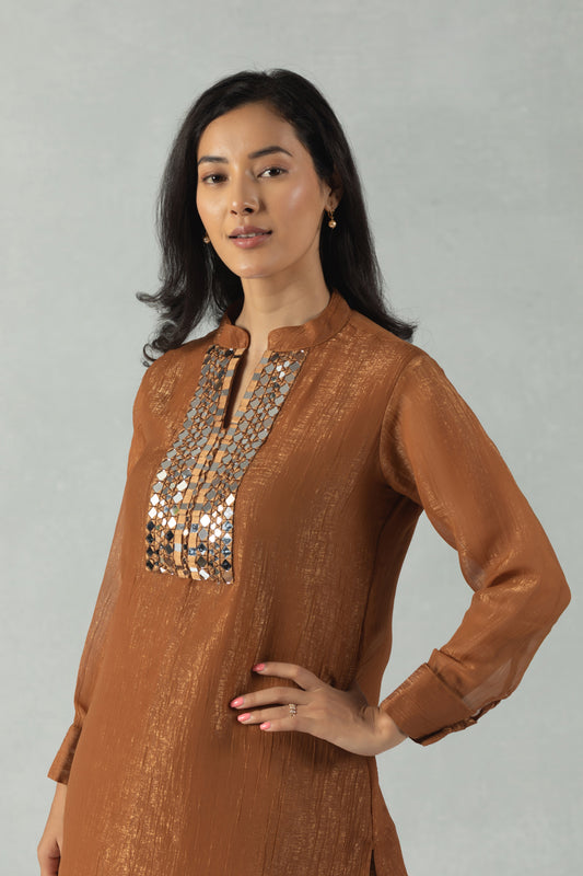 Rust Brown Textured Handwork Co-Ord Set