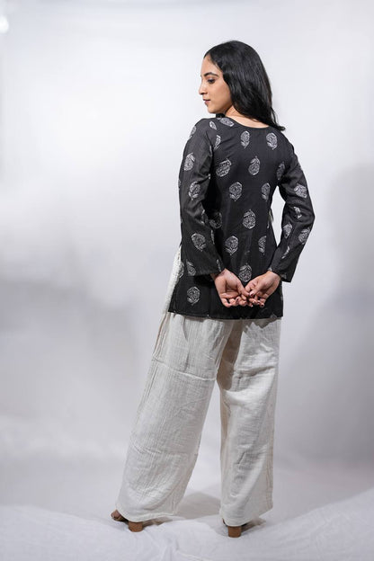 AMIEE BLACK BLOSSOM FULL SLEEVED KURTI