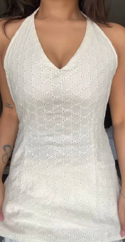 MALIKA MOTIFS EMBROIDERED HALTER NECK KURTI