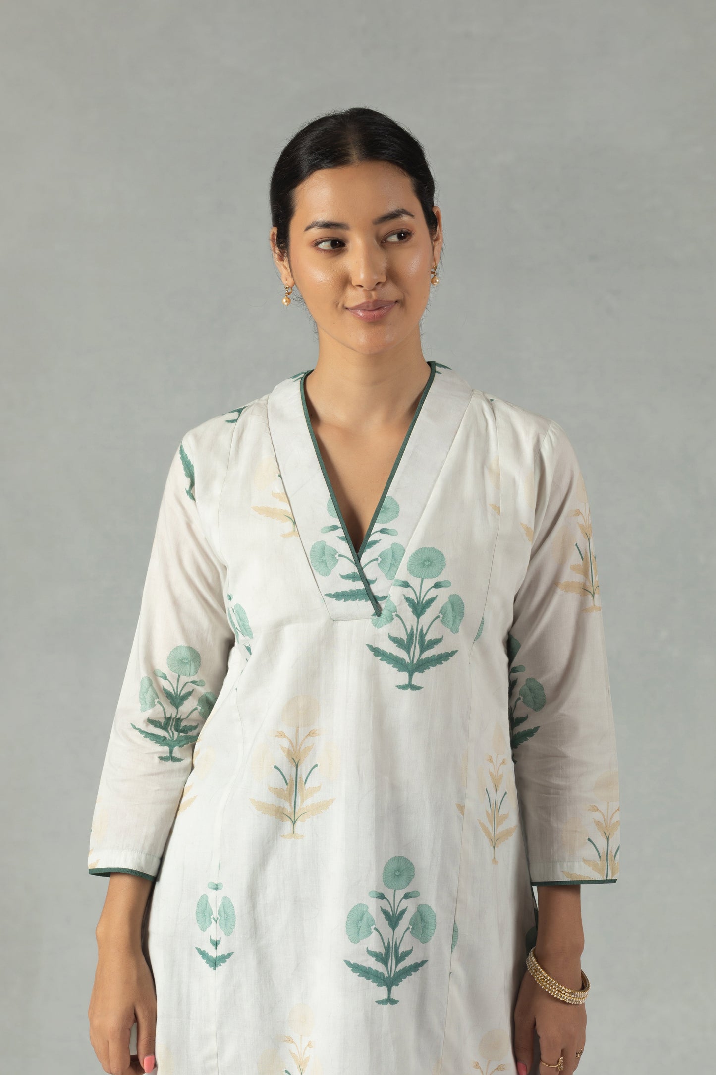 Ivory Botanical Kurti Set