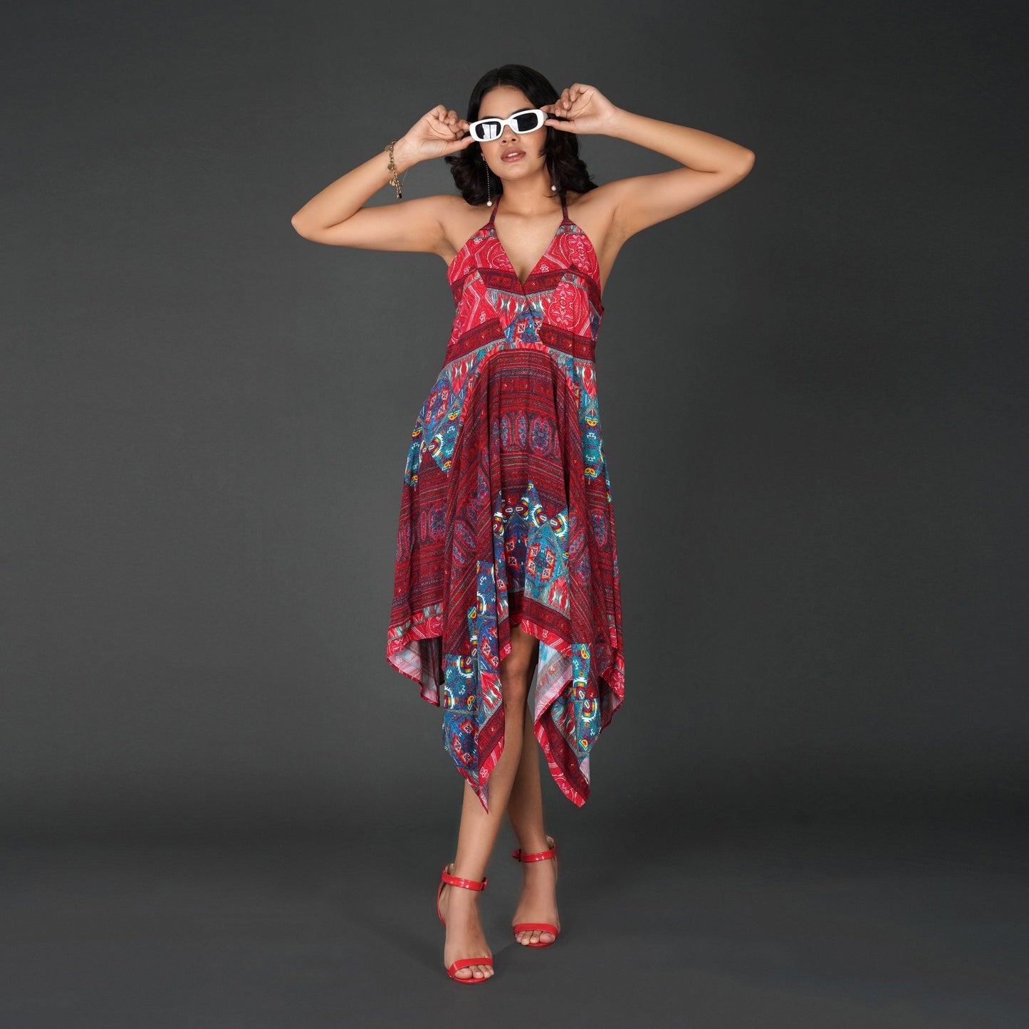 Boho Handkerchief Hem Vacation Dress