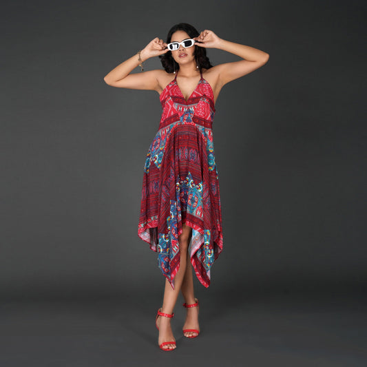 Boho Handkerchief Hem Vacation Dress
