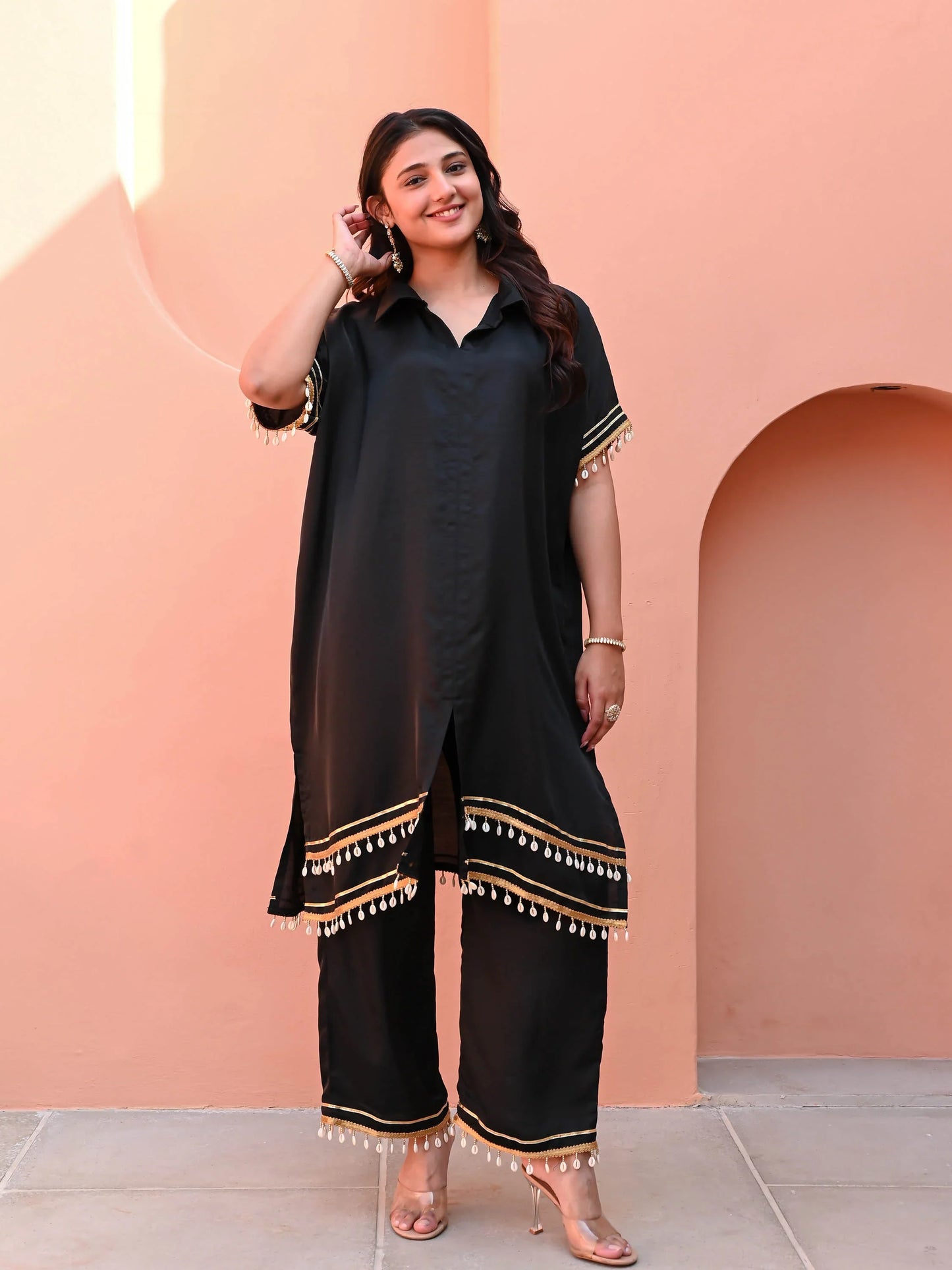 Kavya Classic Black Cotton Co-ord with Gota Accents